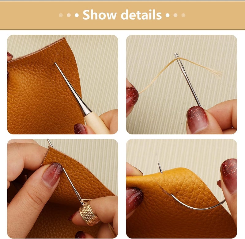 SUVSOON 273 Yards Leather Waxed Thread Kit, Upholstery Repair Waxed Thread Including Needle Awl Thimble, Leather Sewing Kit for Carpet Sofa Seat Shoe Sewing(Natural Color) - Image 5