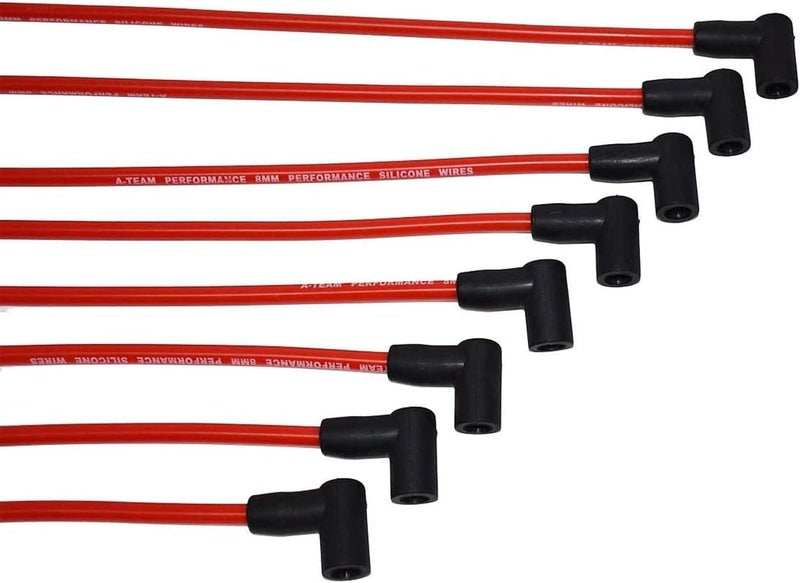 A-Team Performance Red Silicone Spark Plug Wires Set with 90 Degree Black Boot for HEI Distributor - Image 3