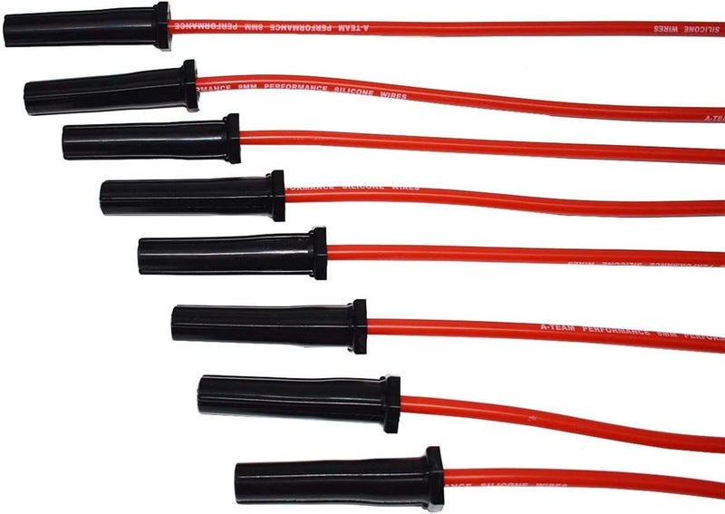 A-Team Performance Red Silicone Spark Plug Wires Set with 90 Degree Black Boot for HEI Distributor - Image 5