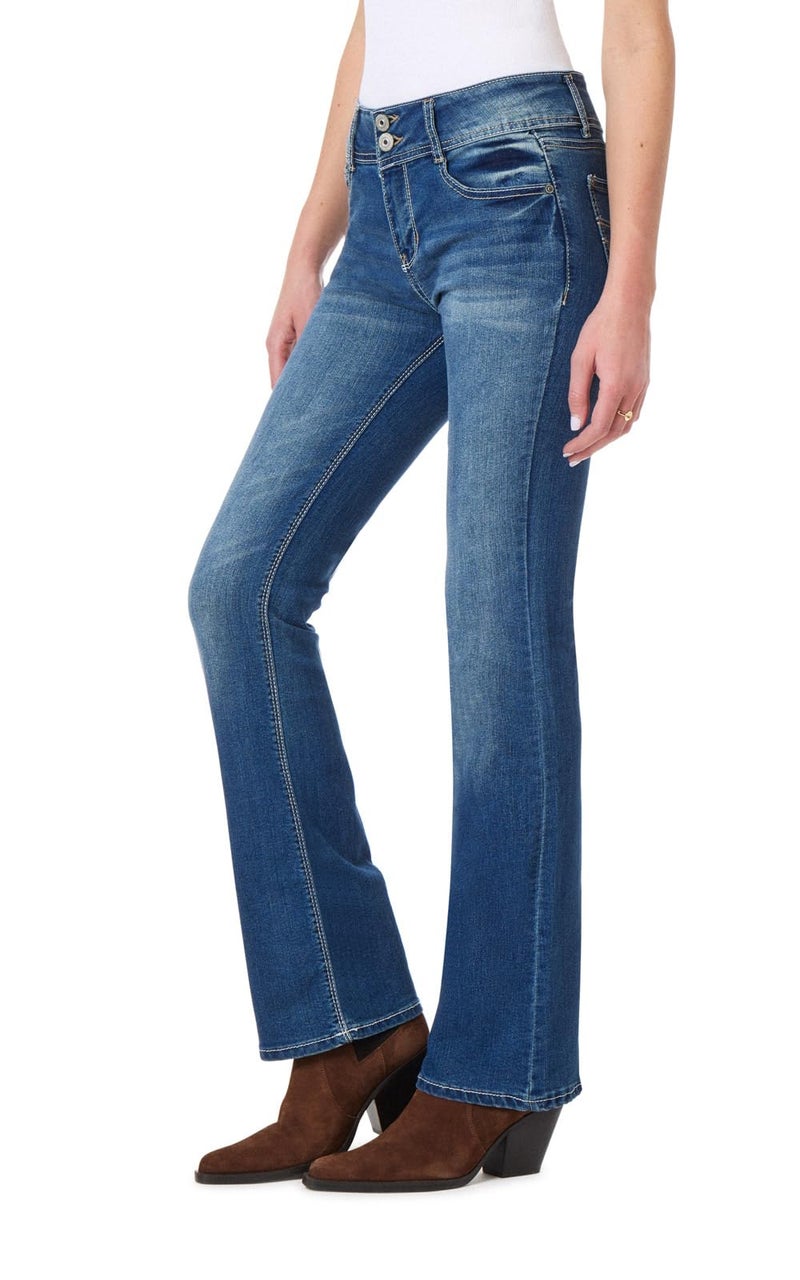 WallFlower Women's InstaStretch Luscious Curvy Bootcut Jeans, Chrystie Pure, 7 Short - Image 1