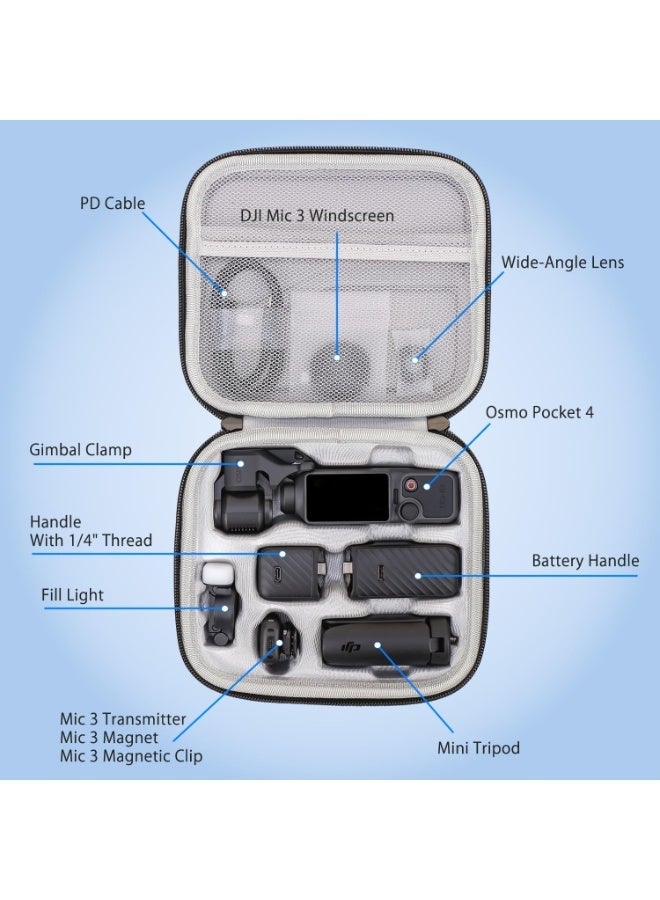 epicarma Carrying Case for DJI Osmo Pocket 4, Hard Shell Protective Storage Bag, Portable Travel Case for Osmo Pocket 4 Creator Combo & Camera Accessories, Wrist Strap & Carabiner - Image 2