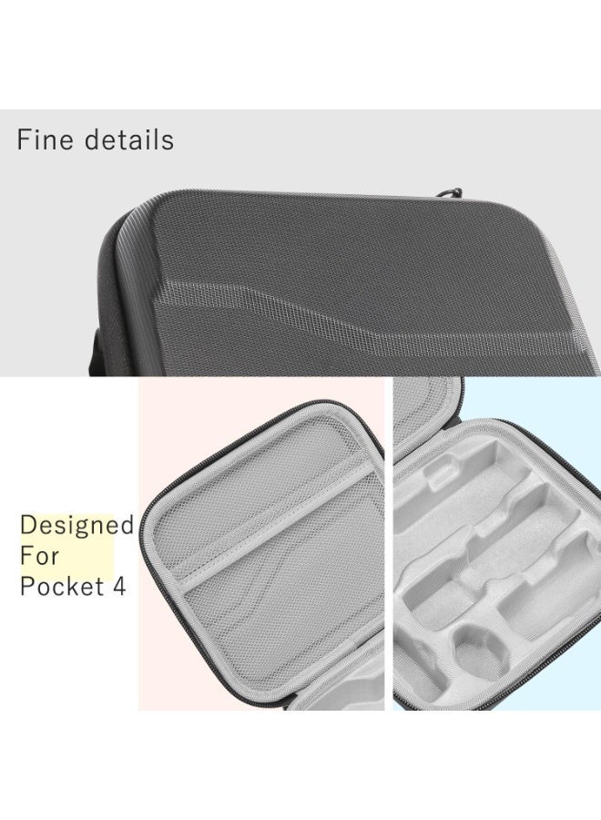 epicarma Carrying Case for DJI Osmo Pocket 4, Hard Shell Protective Storage Bag, Portable Travel Case for Osmo Pocket 4 Creator Combo & Camera Accessories, Wrist Strap & Carabiner - Image 5