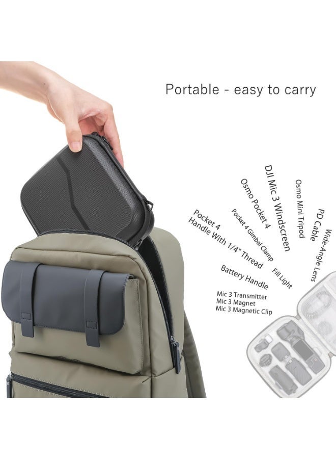 epicarma Carrying Case for DJI Osmo Pocket 4, Hard Shell Protective Storage Bag, Portable Travel Case for Osmo Pocket 4 Creator Combo & Camera Accessories, Wrist Strap & Carabiner - Image 3