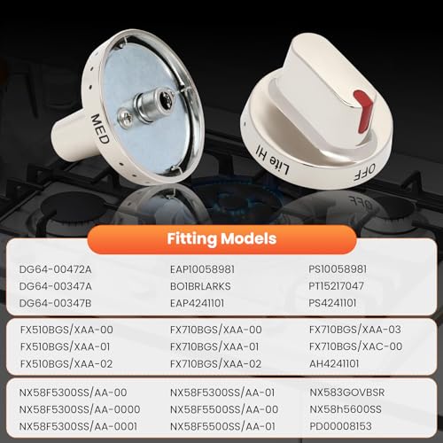 Monkemon Upgraded 5pcs DG64-00472A / DG64-00347A Stove knobs Compatible with Samsung Gas Range Knobs DG64-00473A,DG64-00347B Stove knob, Replaces FX710bgs, NX58F5500SS, FX510BGS, FX510BGS, NX58F5300SS - Image 4