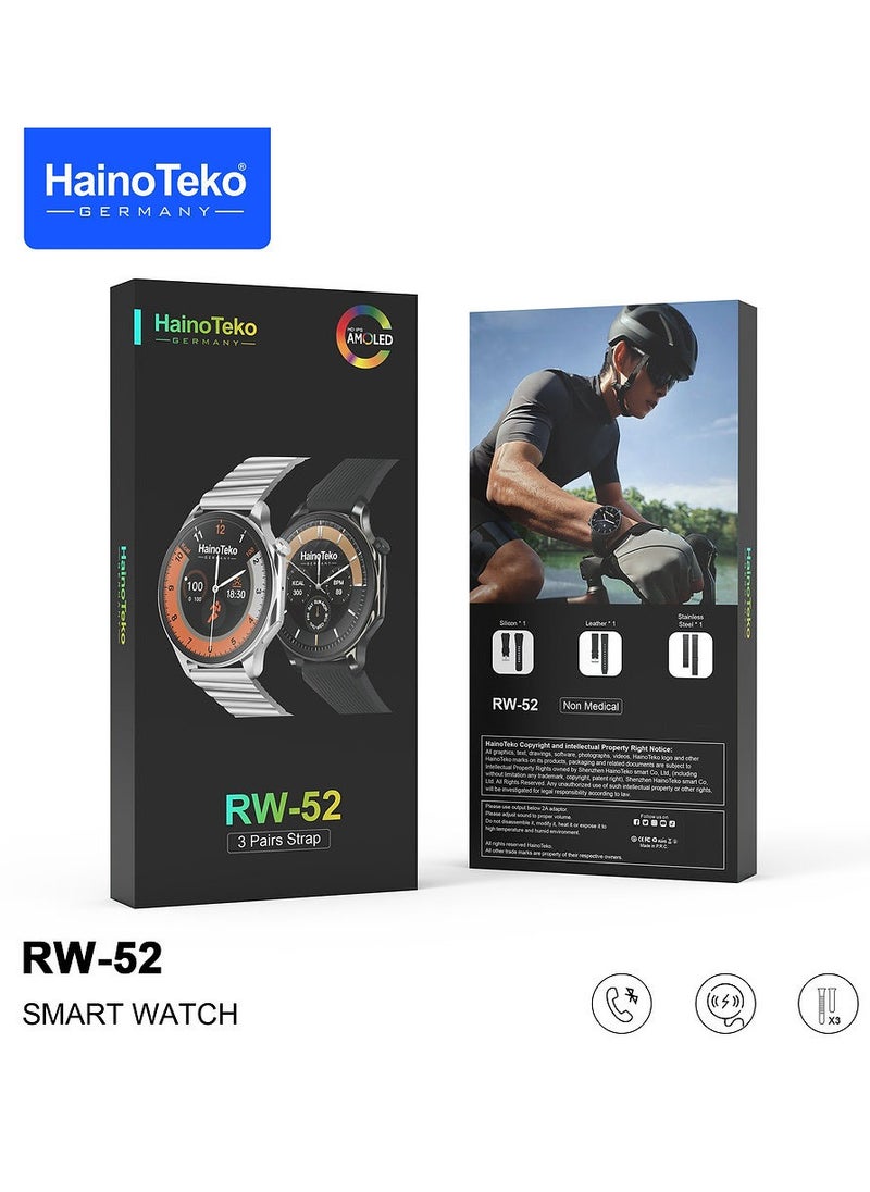 Haino Teko - Haino Teko RW 52 Smart Watch With AMOLED Display 3 Pair Strap and Wireless Charger For Men and Boys Black - Image 1