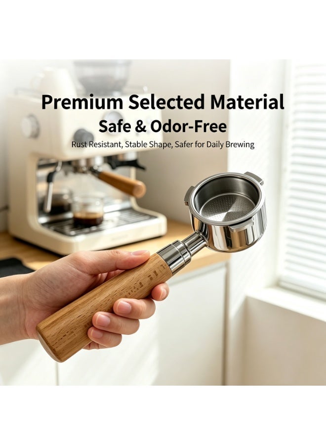 Stainless Steel Coffee Bottomless Portafilter Brown 51mm,3 Ear Design Heavy Duty 304 Stainless Steel Easy Clean Basket Espresso Accessories - Image 5