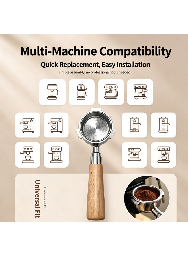 Stainless Steel Coffee Bottomless Portafilter Brown 51mm,3 Ear Design Heavy Duty 304 Stainless Steel Easy Clean Basket Espresso Accessories - Image 4