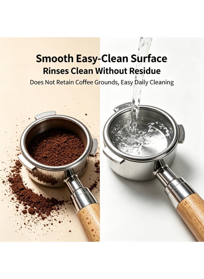 Stainless Steel Coffee Bottomless Portafilter Brown 51mm,3 Ear Design Heavy Duty 304 Stainless Steel Easy Clean Basket Espresso Accessories - Image 2