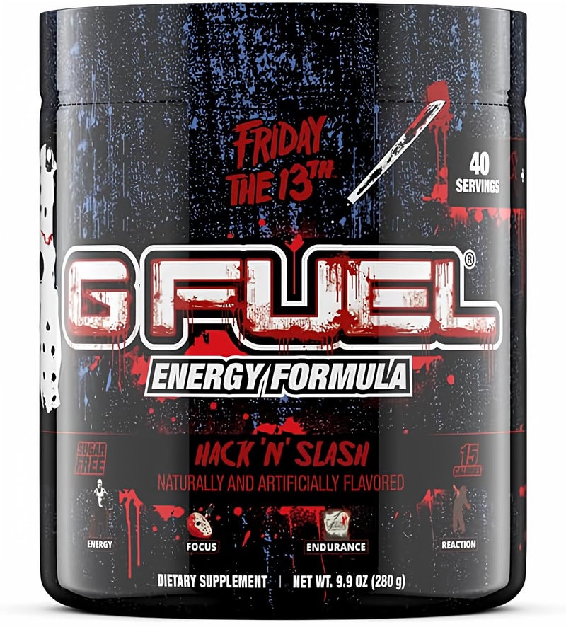 G Fuel Friday The 13th Energy Drink Powder, Pre Workout Caffeine Mix for Gaming, Sugar Free Focus Amino, Vitamin + Antioxidants, 9.9oz (Citrus Fruit Punch, 40 Servings)
