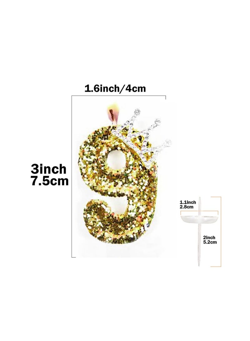 AVACraft Birthday Candle for Cake ,Gold Happy Birthday Candle, Cake Topper Decoration for Birthday Party,(Number 9)  - Image 2