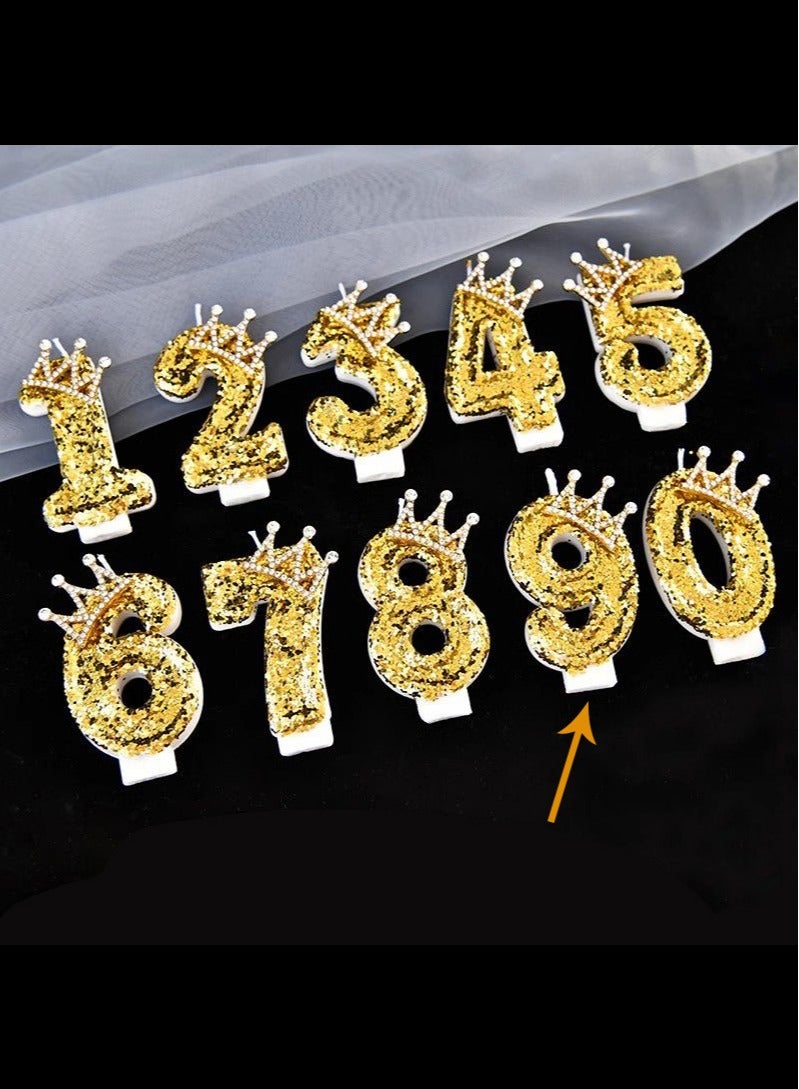 AVACraft Birthday Candle for Cake ,Gold Happy Birthday Candle, Cake Topper Decoration for Birthday Party,(Number 9)  - Image 3