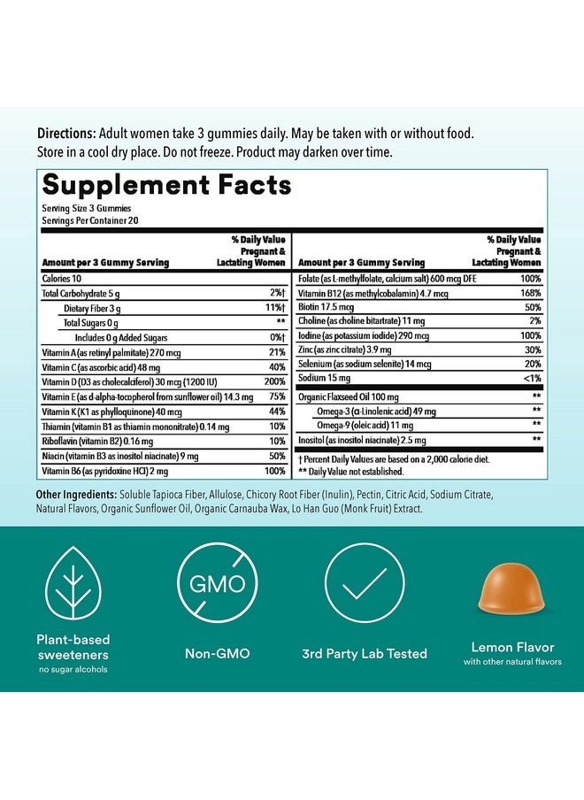 SmartyPants - Prenatal Vitamins For Women Sugar Free Gummies With Vitamin C D3 Zinc & Folate Omega 3 Ala From Flax Seed Oil Erythritol Free No Sugar Alcohols (60 Gummies) 20 Day Supply - Image 1
