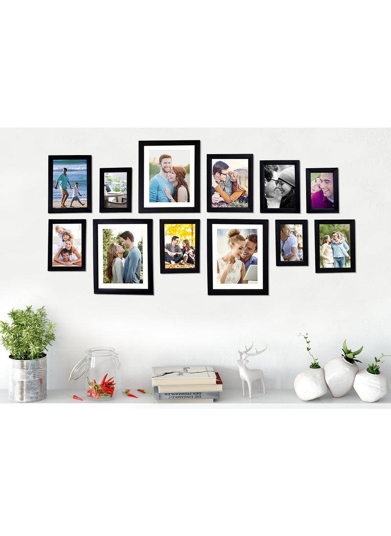 Art Street Art Street - Set of 12 Individual Black Wall Photo Frames Wall Hanging (Mix Size)(3 Units 4x6, 3 Units 5x7, 3 Units 6X8, 3 Unit 8X10 inch)||  - Image 1