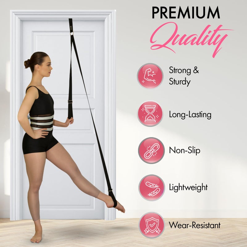 Zenmarkt Stretching Strap With Door Anchor - Stretching Equipment to Improve Legs Flexibility - Splits Trainer For Home Ideal In Ballet, Dance, Cheerleading, Taekwondo, Yoga, Pole Dancing & Gymnastics (Black) - Image 3