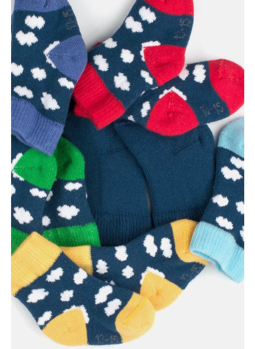 Tchibo Toddler Unisex 7 Pairs Printed Socks, Blue Combo  - Image 3