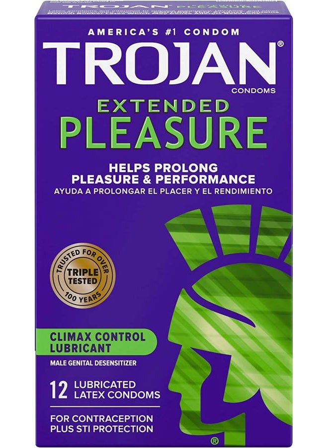 TROJAN Pleasures Extended Climax Control Lubricant Latex Condoms, 12 Count (Pack of 3) - Image 1