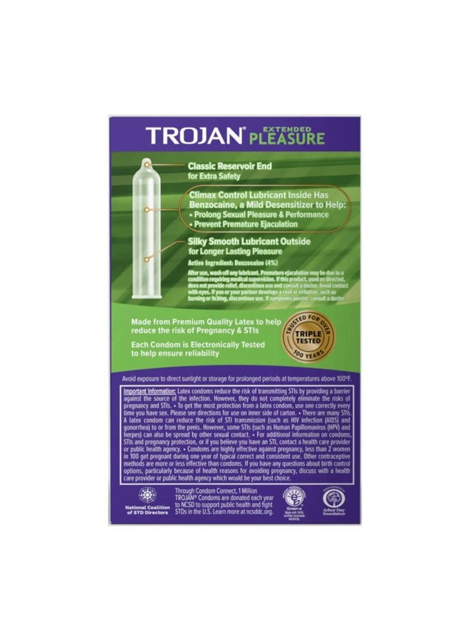 TROJAN Pleasures Extended Climax Control Lubricant Latex Condoms, 12 Count (Pack of 3) - Image 2