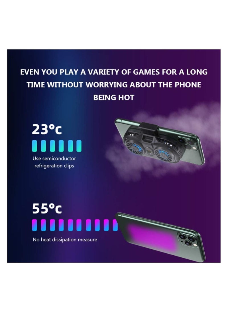 Phone Cooler Cellphone Radiator Cooling Case for Live Streaming Outdoor Vlog Mobile Gaming Black