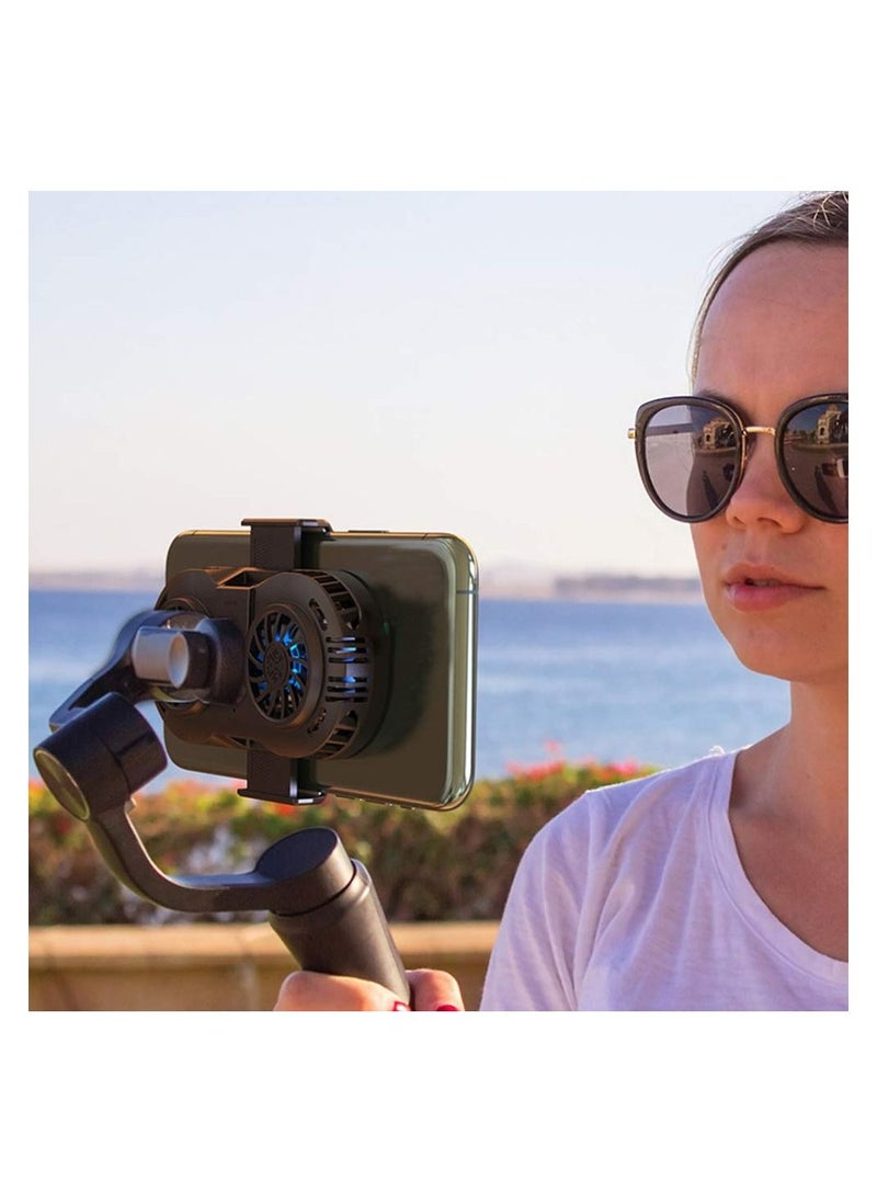 Phone Cooler Cellphone Radiator Cooling Case for Live Streaming Outdoor Vlog Mobile Gaming Black