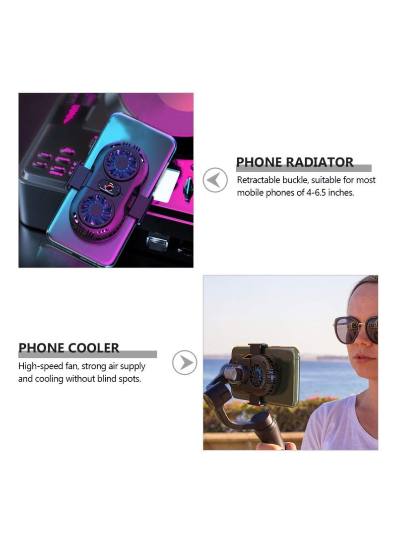 Phone Cooler Cellphone Radiator Cooling Case for Live Streaming Outdoor Vlog Mobile Gaming Black