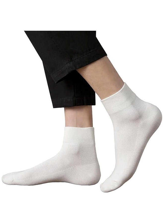 DUNISO 6 أزواج من الجوارب القصيرة للرجال، قطن طويل الألياف ممتاز، جوارب مريحة وقابلة للتنفس، جوارب غير قابلة للانزلاق، جوارب كاحل قصيرة، جوارب رياضية قطنية غير رسمية للرجال، بيضاء - Image 2