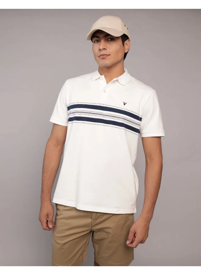 American Eagle AE Flex Pique Striped Polo Shirt
