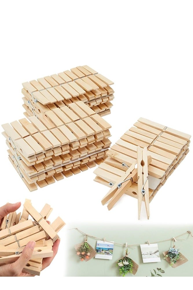 BELLSBERRY 100pcs Mini Wooden Clothes Pins – Strong Rust-Resistant Pegs for Laundry, Photos & More - Image 1