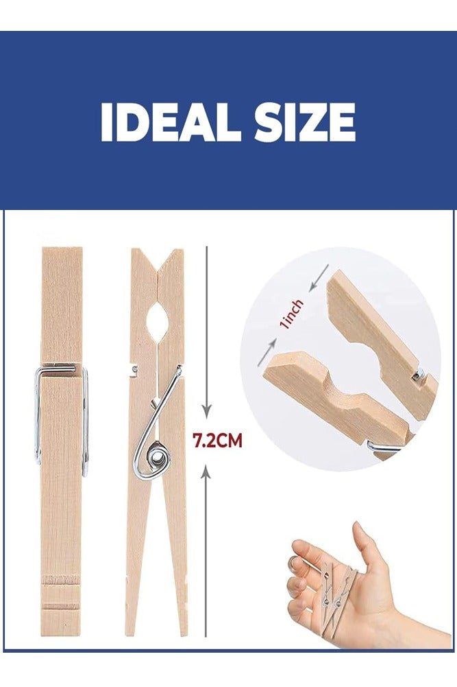 BELLSBERRY 100pcs Mini Wooden Clothes Pins – Strong Rust-Resistant Pegs for Laundry, Photos & More - Image 2