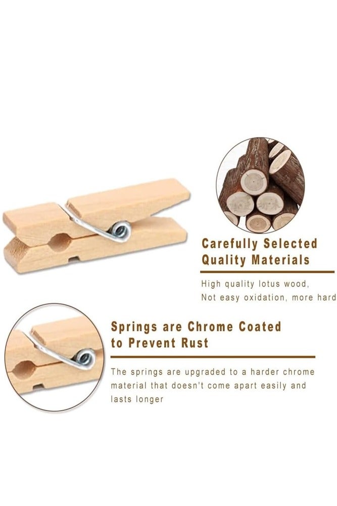 BELLSBERRY 100pcs Mini Wooden Clothes Pins – Strong Rust-Resistant Pegs for Laundry, Photos & More - Image 3