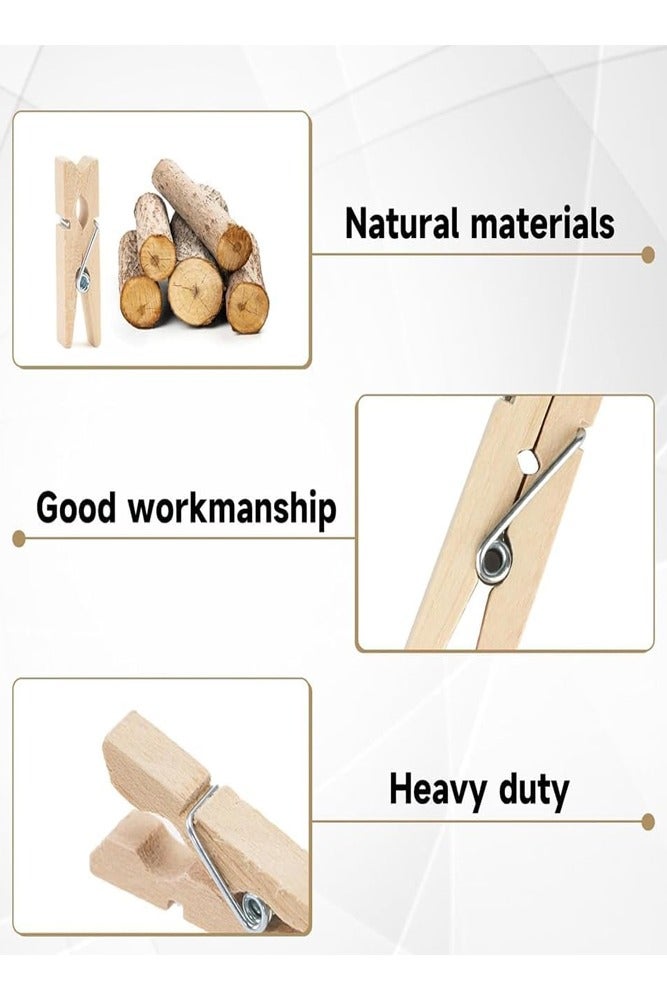 BELLSBERRY 100pcs Mini Wooden Clothes Pins – Strong Rust-Resistant Pegs for Laundry, Photos & More - Image 4