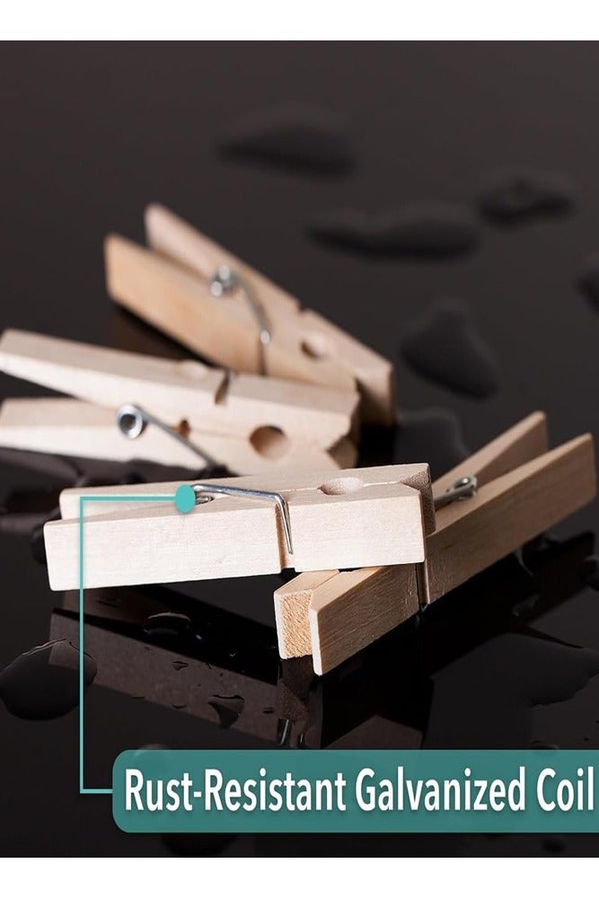 BELLSBERRY 100pcs Mini Wooden Clothes Pins – Strong Rust-Resistant Pegs for Laundry, Photos & More - Image 5