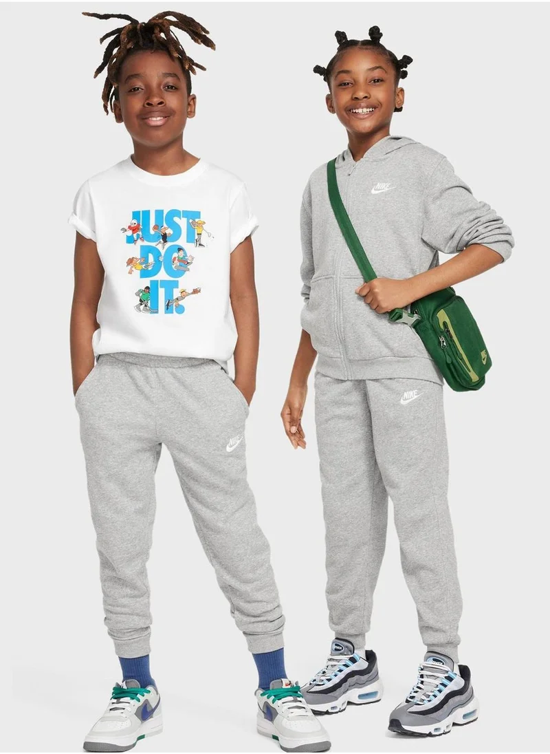Nike DK GREY HEATHER/BASE GREY/(WHITE) Youth Club Fitted Sweatpants  | Best Price UAE