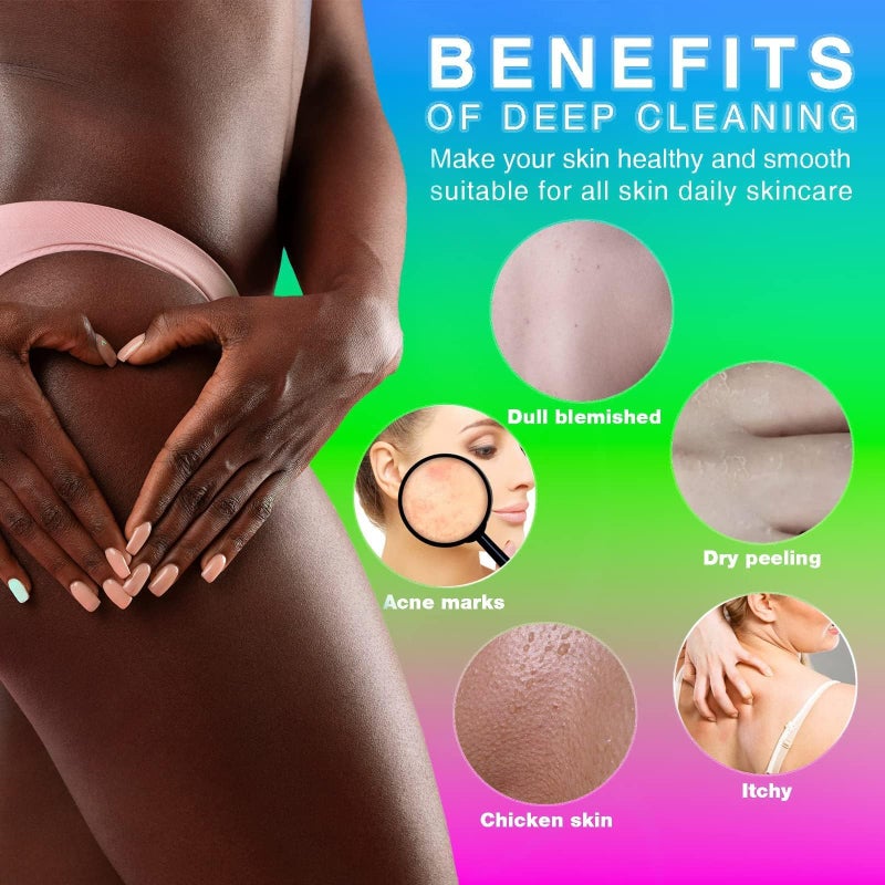 UJFQBH 3 Pieces African Bath Sponge African Net Long Net Bath Sponge Exfoliating Shower Body Scrubber Back Scrubber Skin Smoother,Great for Daily Use (Rose Red, Blue, Green) - Image 4