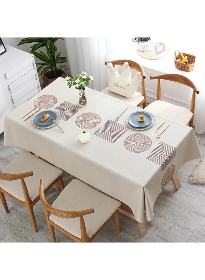 140 x 180 cm PVC Tablecloth for Dining Table, Natural Drooping Anti-wrinkle Tablecloth Cover, Rectangular Table Decoration for Kitchen Banquet (Off-white)
