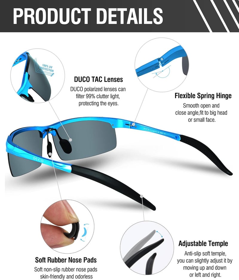 Duco Mens Sports Polarized Sunglasses UV Protection Sunglasses for Men 8177s - Image 4