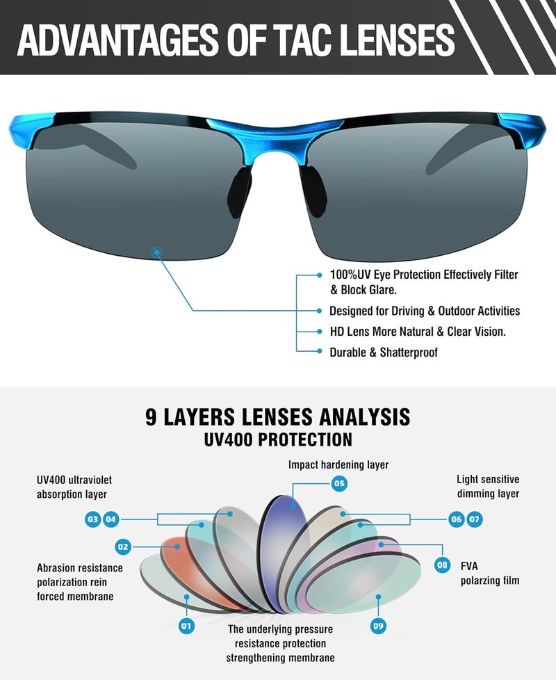 Duco Mens Sports Polarized Sunglasses UV Protection Sunglasses for Men 8177s - Image 5