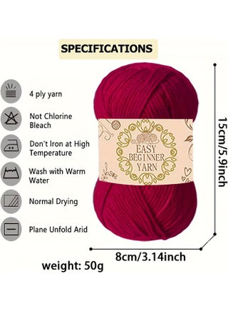 Bamboo Cotton Sport Yarn - 50g/Skein - Shades of Red and Orange - 4 Skeins - view 2