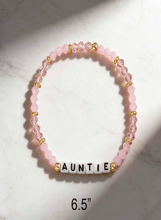 Lemua Aunt Bracelet Pink Crystal Auntie Beaded Bracelet Jewelry Gifts for Aunt Birthday Gifts for Auntie - Image 4