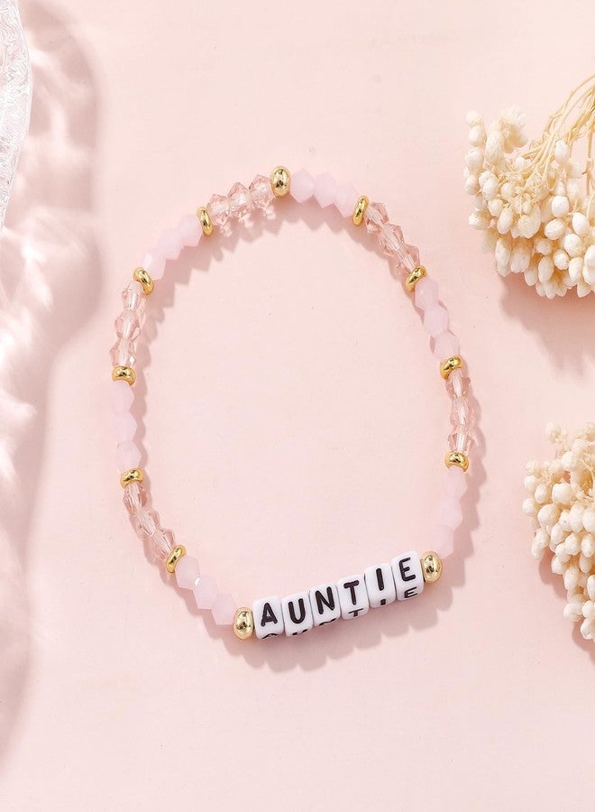 Lemua Aunt Bracelet Pink Crystal Auntie Beaded Bracelet Jewelry Gifts for Aunt Birthday Gifts for Auntie - Image 2