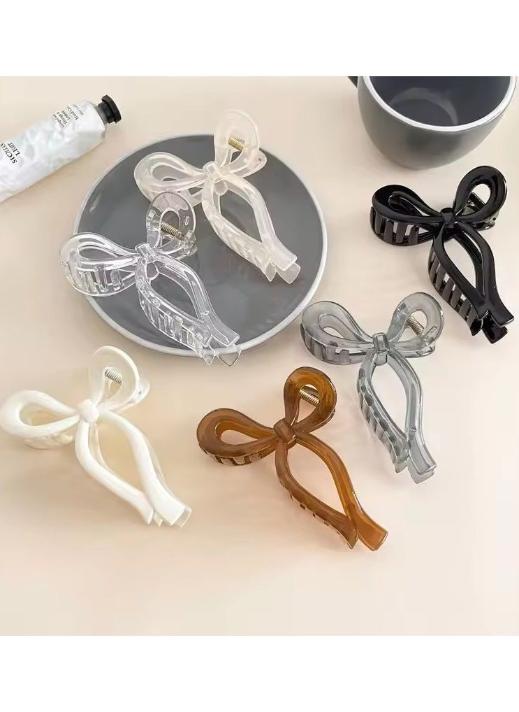 Goolsky Ponytail Bow Large Hair Claw Crab Hair Accessories for Women Solid Acrylic Bowknot Hair Clips Hairpins Girls Barrettes Headbands  - Image 4