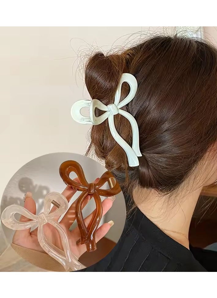 Goolsky Ponytail Bow Large Hair Claw Crab Hair Accessories for Women Solid Acrylic Bowknot Hair Clips Hairpins Girls Barrettes Headbands  - Image 5