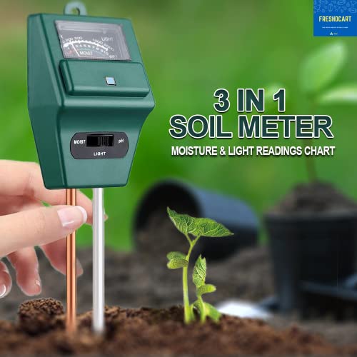 FreshDcart Solar pH Meter for Soil Testing - New 3 in 1 Soil Moisture Sensor, Soil pH Meter for Agriculture & Solar Light Meter, Moisture Meter for Plants, Acidity Tester with 3 Gardening Tools - Image 2