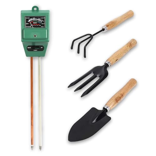 FreshDcart Solar pH Meter for Soil Testing - New 3 in 1 Soil Moisture Sensor, Soil pH Meter for Agriculture & Solar Light Meter, Moisture Meter for Plants, Acidity Tester with 3 Gardening Tools - Image 1