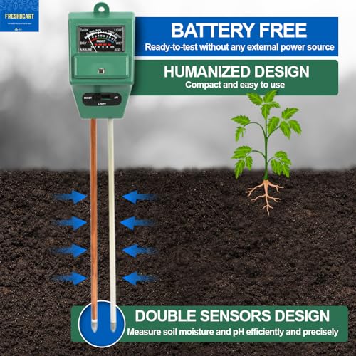 FreshDcart Solar pH Meter for Soil Testing - New 3 in 1 Soil Moisture Sensor, Soil pH Meter for Agriculture & Solar Light Meter, Moisture Meter for Plants, Acidity Tester with 3 Gardening Tools - Image 5