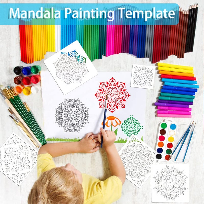 SUNFEEL Mandala Painting Craft Stencils Reusable Templates 6 x 6 in and 3.5 x 3.5 in, For Wood and Canvas, DIY Crafts and Furniture - Image 4
