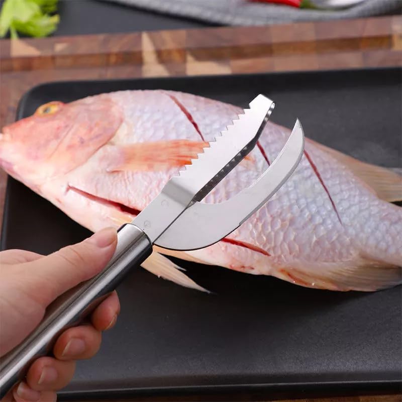 SAJANI SAJANI Stainless Steel 3 in 1 Fish Maw Knife, Scaler Remover with Saw Tooth Easily Remove, Multi-Purpose Kitchen Tool for Filleting, Gutting & Scaling (Pack of 1) (Fish Knife)  - Image 5