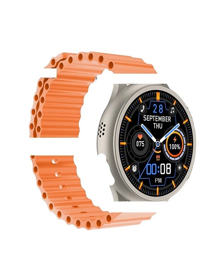 Smart Watch HM8 Ultra Max Round Dial 1.52 HD Display Wireless Charger Bedside Clock Waterproof Fashion Smartwatch Ultra Orange