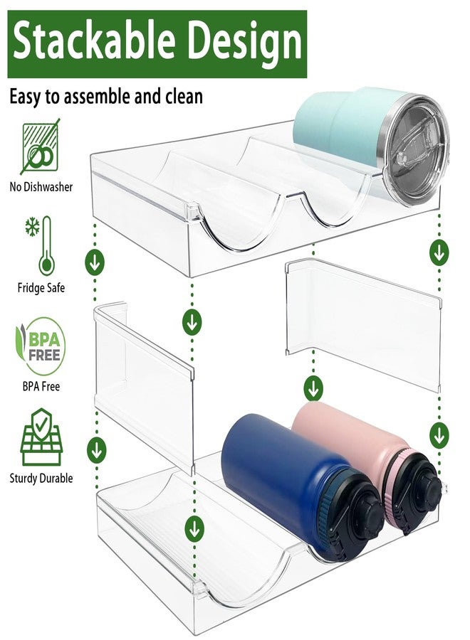 Spaclear 2 Pack Water Bottle Organizer, Stackable Kitchen Pantry Storage Shelf, Plastic Water Bottle Holder for Cabinet and Fridge Organization - Image 4