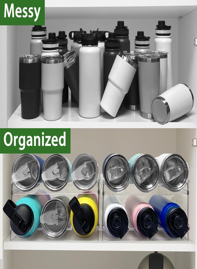 Spaclear 2 Pack Water Bottle Organizer, Stackable Kitchen Pantry Storage Shelf, Plastic Water Bottle Holder for Cabinet and Fridge Organization - Image 3