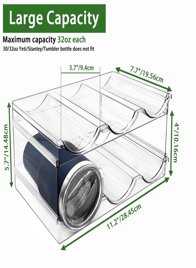 Spaclear 2 Pack Water Bottle Organizer, Stackable Kitchen Pantry Storage Shelf, Plastic Water Bottle Holder for Cabinet and Fridge Organization - Image 2